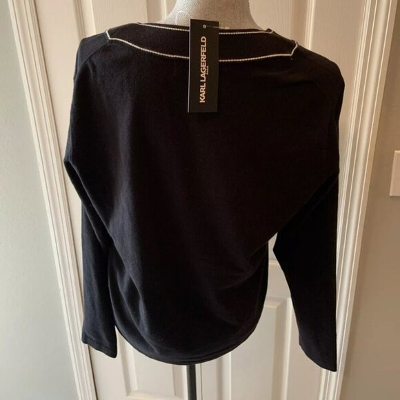 KARL LAGERFELD PULLOVER KNITTED SWEATER SZ S OVERSIZED CHIC EMO GOTHIC BLACK - Picture 4 of 7